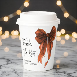 Zij Knoopt De Knoop Oranje Strik Bruidsborrel Papieren Bekers