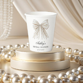 Zij Knoopt de Knoop Parels Boog Bruiloftsfeest Papieren Bekers