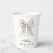 Zij Knoopt de Knoop Parels Boog Bruiloftsfeest Papieren Bekers (Achterkant)