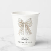 Zij Knoopt de Knoop Parels Boog Bruiloftsfeest Papieren Bekers (Voorkant)