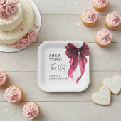 Zij Knoopt De Knoop Rode Boog Bruidsdouche Papieren Bordje