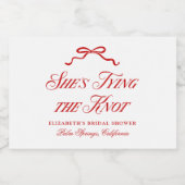 Zij Knoopt De Knoop Rode Elegante Met De Hand Gete Sparkling Wijnetiket (Enkel label)