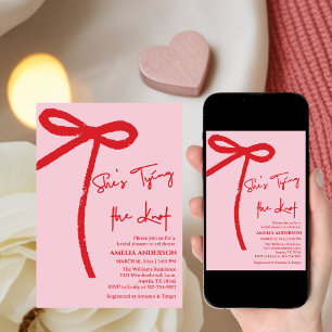 Zij Knoopt de Knoop Rode, roze Strik Bruidsmeisjes Kaart