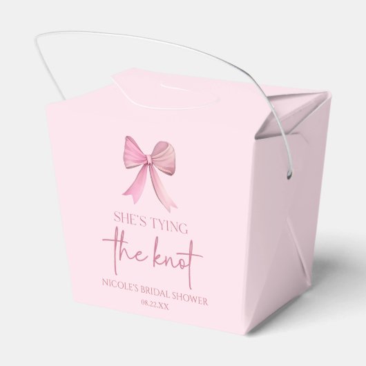 Zij Knoopt De Knoop Roze Boog Bruidsdouche Bedankdoosjes (Achterkant)