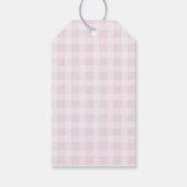 Zij Knoopt de Knoop Roze Boog Bruidsfeest Cadeaulabel (Achterkant)