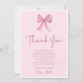 Zij Knoopt De Knoop Roze Strik Bruidsborrel Bedankkaart (Voorkant)