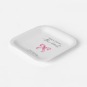 Zij Knoopt de Knoop Roze Strik Bruidsdiner Papieren Bordje (Gebogen)