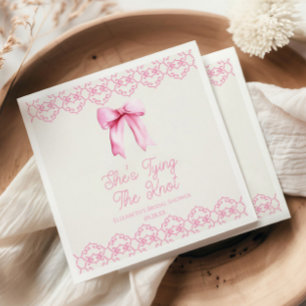 Zij Knoopt De Knoop Roze Strik Bruidsdouche Servet