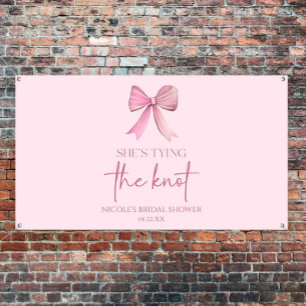 Zij Knoopt De Knoop Roze Strik Bruidsdouche Spandoek