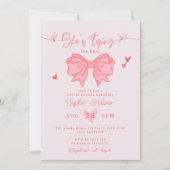 Zij Knoopt de Knoop Roze Strik Bruidsfeestje Kaart (Voorkant)