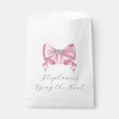 Zij Knoopt De Knoop Roze Strik Bruidsmeisjesfeest Bedankzakje (Voorkant)