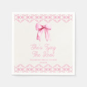 Zij Knoopt De Knoop Roze Strik Bruidsmeisjesfeestj Servet (Voorkant)