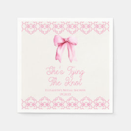 Zij Knoopt De Knoop Roze Strik Bruidsmeisjesfeestj Servet