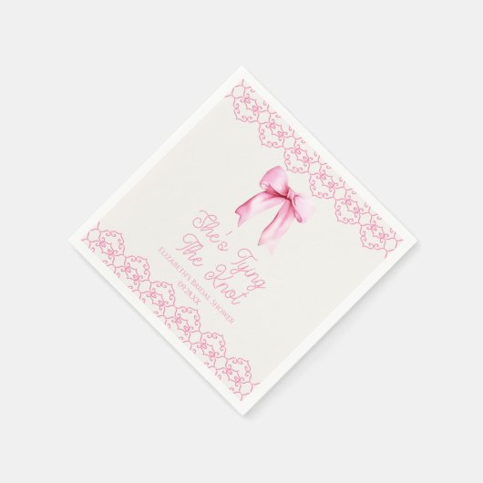 Zij Knoopt De Knoop Roze Strik Bruidsmeisjesfeestj Servet (Hoek)