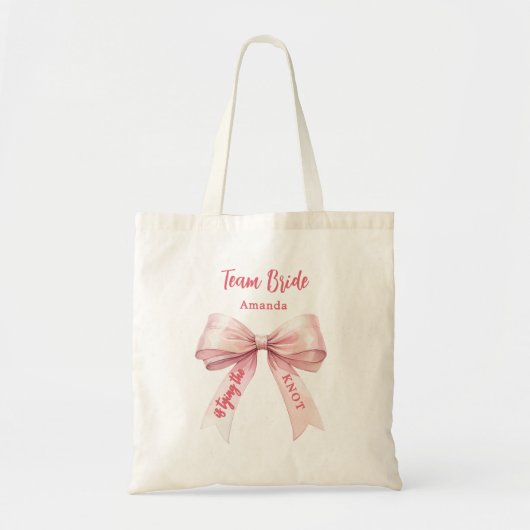 Zij knoopt de knoop Team Bruid Tote Bag (Voorkant)