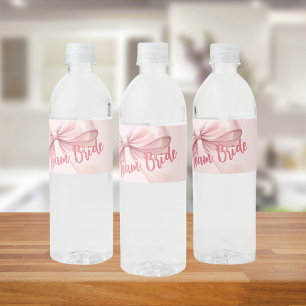 Zij knoopt de knoop Team Bruid Waterfles Etiket