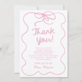 Zij Knoopt De Knoop Wispelturige Boog Bruidsmeisje Bedankkaart (Voorkant)