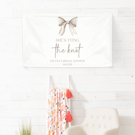 Zij Knoopt De Knoop Witte Boog Bruidsdouche Spandoek (Insitu)