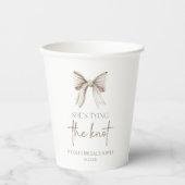 Zij Knoopt De Knoop Witte Strik Bruidsfeest Papieren Bekers (Voorkant)