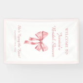 Zij Knoopt de Knoop Zacht Roze Flirt Bruiloftfeest Spandoek (Horizontaal)