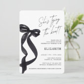 Zij Knoopt de Knoop Zwarte Boog BRUIDSBAD PARTY Kaart (Staand voorkant)