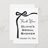 Zij Knoopt de Knoop Zwarte Lint Rand Bruidsdouche Bedankkaart (Voorkant / Achterkant)