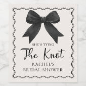 Zij Knoopt de Knoop Zwarte Strik Bruidsdiner Wijn Etiket (Enkel label)