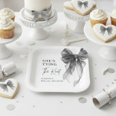 Zij Knoopt De Knoop Zwarte Strik Bruidsfeest Papieren Bordje