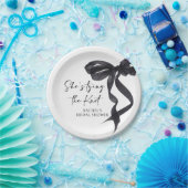 Zij Knoopt de Knoop Zwarte Strik Bruidsfeest Papieren Bordje (Feest)