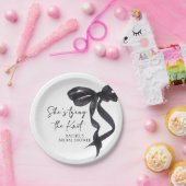 Zij Knoopt de Knoop Zwarte Strik Bruidsfeest Papieren Bordje (Feest)