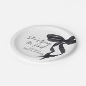 Zij Knoopt de Knoop Zwarte Strik Bruidsfeest Papieren Bordje (Gekanteld)