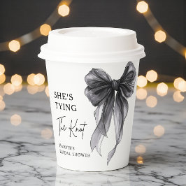 Zij Knoopt De Knoop Zwarte Strik Bruidsfeestje Papieren Bekers