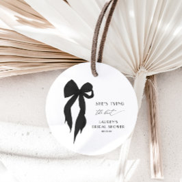 Zij Knoopt De Knoop Zwarte Strik Bruidsfeestje Ronde Sticker