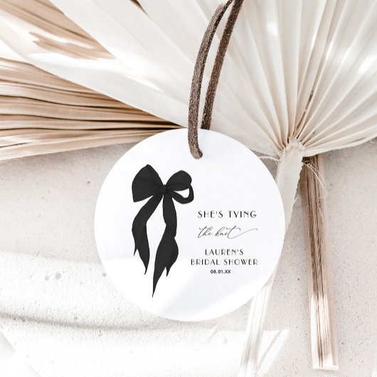 Zij Knoopt De Knoop Zwarte Strik Bruidsfeestje Ronde Sticker