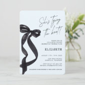 Zij Knoopt de Knoop Zwarte Strik BRUIDSSCHENKPARTY Kaart (Staand voorkant)