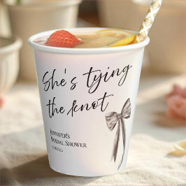 Zij Knoopt de Knoop Zwarte Strik Bruidsuitnodiging Papieren Bekers