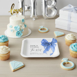 Zij Krijgt De Knoop Blauwe Strik Bruidsdouche Papieren Bordje