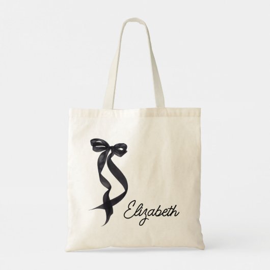 Zij Krijgt de Knoop Zwart Strik Bruidsmeisje  Tote Bag (Achterkant)