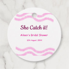 Zij krijgt het roze spiraal waterverf lijnen bruid bedankjes labels
