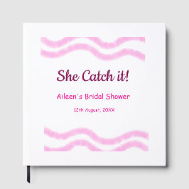 Zij krijgt het roze spiraal waterverf lijnen bruid gastenboek