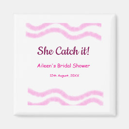 Zij krijgt het roze spiraal waterverf lijnen bruid magneet