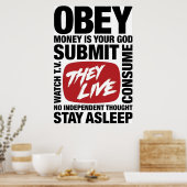 Zij live ObeySubmit Geachte Berichten Poster (Keuken)