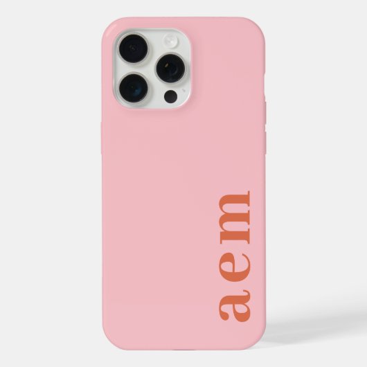 Zij Monogram Eerste Letters Roze & Rood Minimalist iPhone Hoesje (Achterkant)