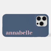 Zij Monogram Naam Blauw & Roze Minimalistisch iPhone Hoesje (Achterkant horizontaal)