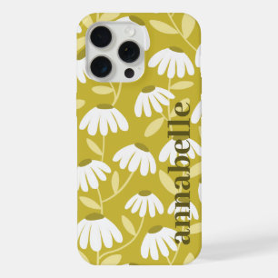 Zij Monogram Naam Donker Goud Olijf Bloemmotief iPhone 15 Pro Max Case