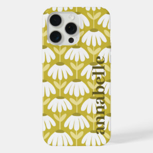Zij Monogram Naam Donker Goud Olijf Vintage Bloemi iPhone 15 Pro Max Case