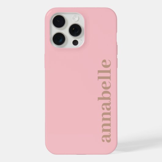 Zij Monogram Naam Roze & Bruin Minimalistisch iPhone Hoesje (Achterkant)