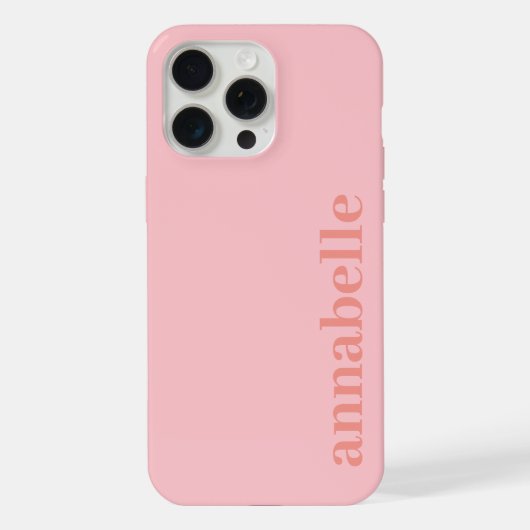 Zij Monogram Naam Roze Minimalistisch iPhone Hoesje (Achterkant)