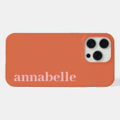 Zij Monogram Naam Roze & Rood Minimalistisch iPhone Hoesje (Achterkant horizontaal)