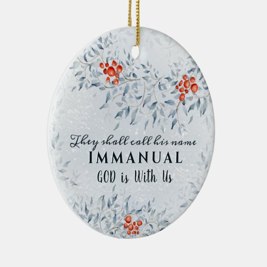 Zij noemen zijn naam Immanuel, met Kerstmis Keramisch Ornament (Rechts)